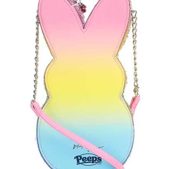 Betsey Johnson Kitsch Peeps Rainbow Rhinestone Bunny Rabbit Easter Crossbody Bag - Picture 5 of 16